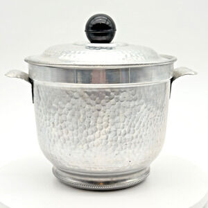 Vintage Mid Century Hammered Aluminum Ice Bucket Made In Italy